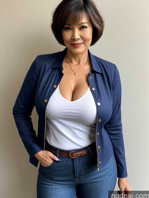 related ai porn images free for Milf Perfect Boobs Beautiful Perfect Body 70s Sexy Face Casual Jeans Jacket Cleavage Detailed Stylish Secretary Professor Blouse Short Hair Busty Indonesian