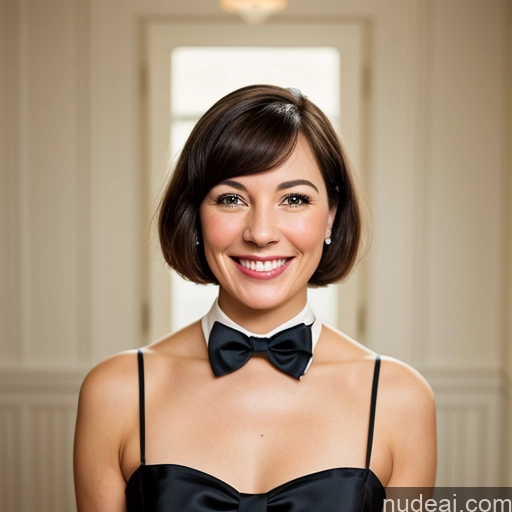related ai porn images free for Woman One 40s Happy Black Hair Bobcut Front View Bow Tie