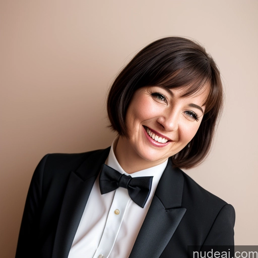 related ai porn images free for Woman One 40s Happy Black Hair Bobcut Front View Bow Tie