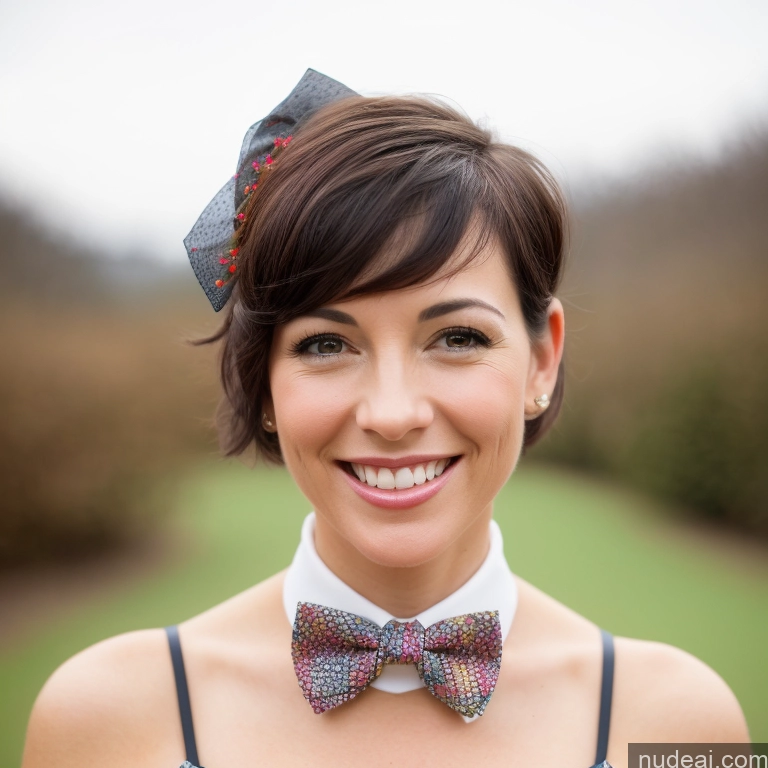related ai porn images free for Woman One 40s Happy Black Hair Front View Bow Tie Pixie