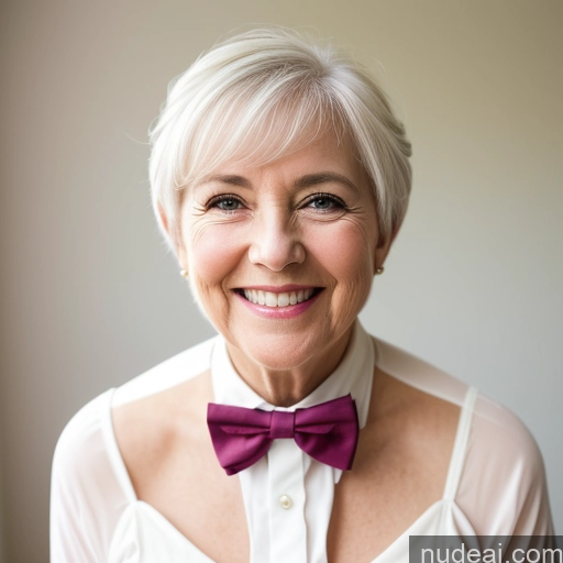 related ai porn images free for Woman One Happy 70s White Hair Pixie Front View Bow Tie