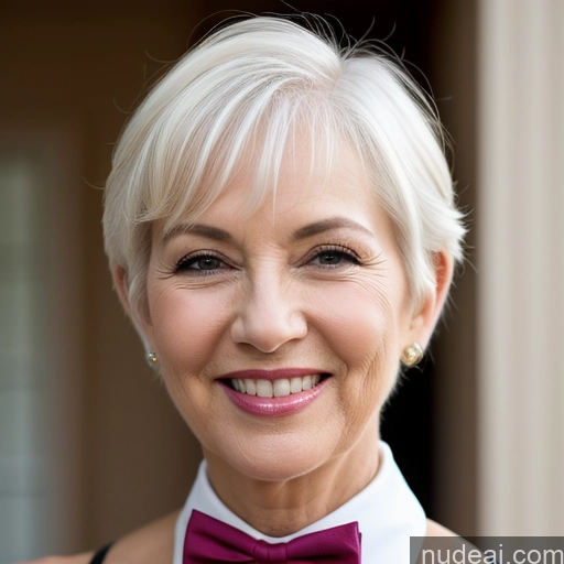 related ai porn images free for Model 70s Happy Sexy Face White Hair Short Hair Close-up View Bow Tie