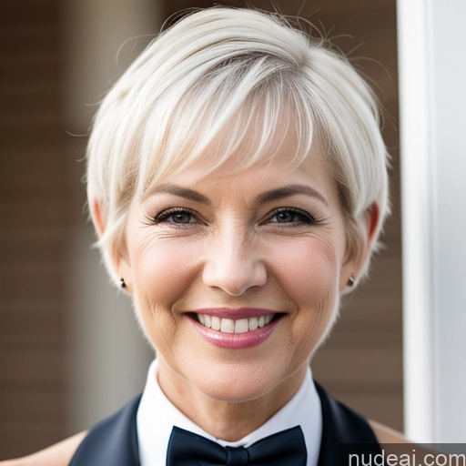 related ai porn images free for Model Happy Sexy Face White Hair Short Hair Close-up View Bow Tie 60s