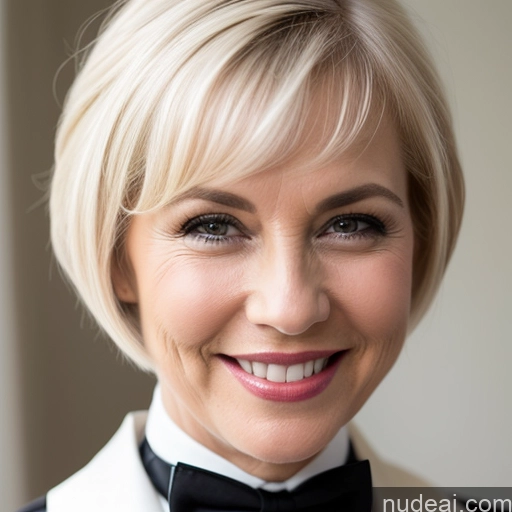 related ai porn images free for Model Happy Sexy Face White Hair Short Hair Close-up View Bow Tie 60s