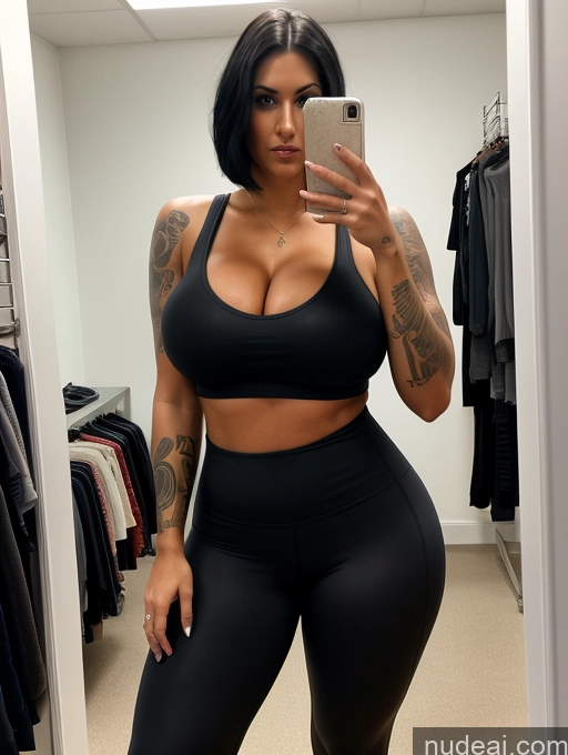 related ai porn images free for Tank Top Spandex Pantyhose Tall Tanned Skin Huge Boobs Tattoos Cleavage Bright Lighting Black Hair Bobcut Changing Room 30s Front View Sad