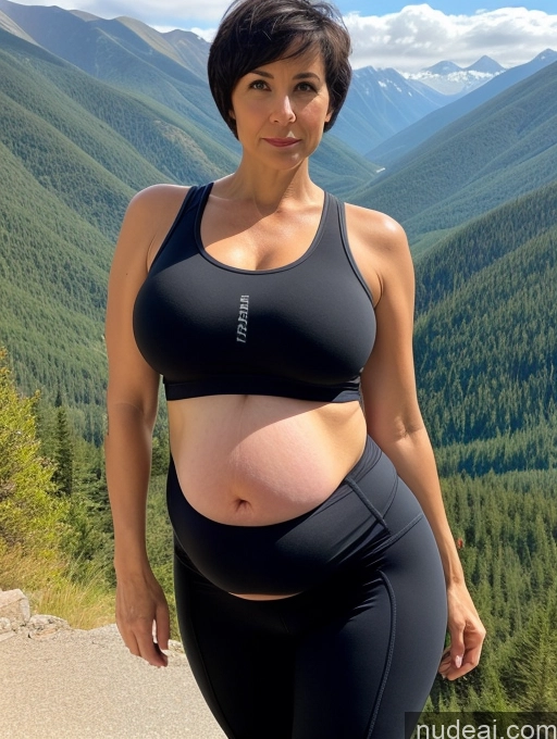 related ai porn images free for Milf One Huge Boobs Big Hips Pregnant Short 50s Serious Black Hair Short Hair White Mountains Spandex Tank Top
