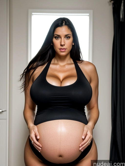 related ai porn images free for Huge Boobs Tall Pregnant Serious Black Hair Tank Top Cleavage Bright Lighting Long Hair Bikini