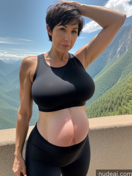 related ai porn images free for Milf Huge Boobs Big Hips Pregnant Short 50s One Serious Black Hair Short Hair White Mountains Spandex Tank Top