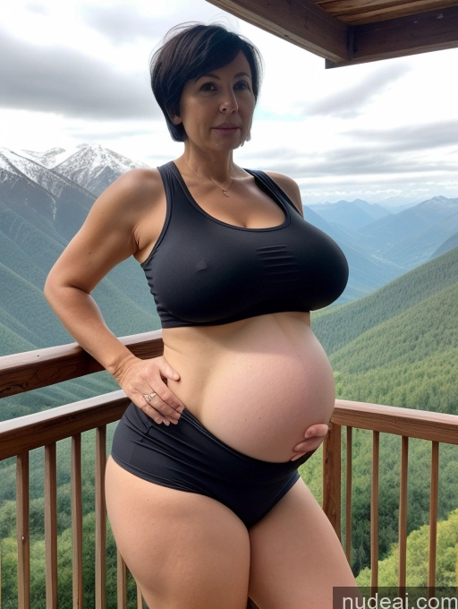 related ai porn images free for Milf Huge Boobs Big Hips Pregnant Short 50s One Serious Black Hair Short Hair White Mountains Spandex Tank Top