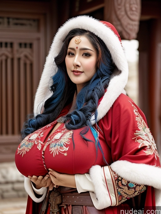 related ai porn images free for Busty Dark Skin Blue Hair Indian Close-up View Breast Grab Winter Hanfu Khorne Huge Tits, Hard Nipples Huge Boobs