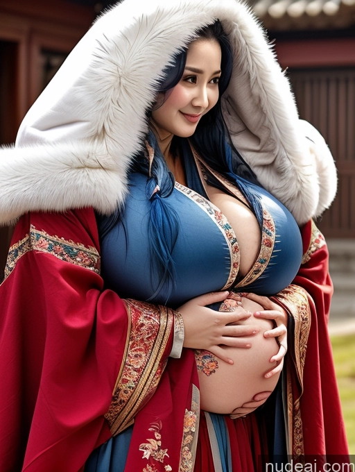 related ai porn images free for Busty Huge Boobs Big Ass Pregnant Blue Hair Close-up View Breast Grab Winter Hanfu Khorne Cleavage