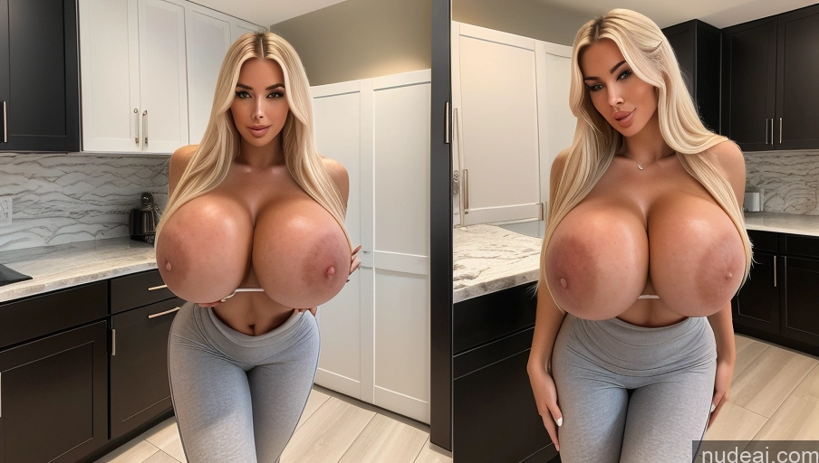 related ai porn images free for Bimbo Two Huge Boobs Yoga Pants Topless Kitchen