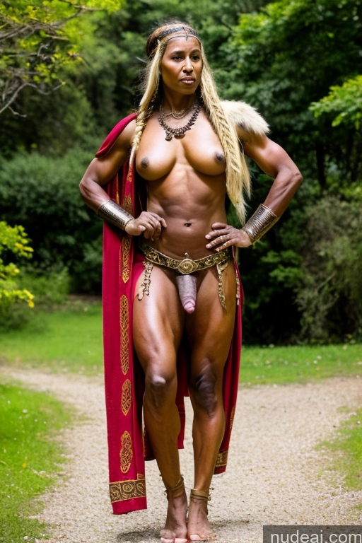 related ai porn images free for Milf One 70s Front View Nude Trans Girl With Erect Penis Dark Skin Black Hair Muscular Abs Thick Ethiopian Viking Braided Tattoos Roman