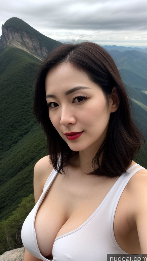 related ai porn images free for One Beautiful Lipstick Fairer Skin Woman Korean Mountains Skin Detail (beta) Dark Lighting 30s Tank Top Cleavage Perfect Boobs Close-up View Black Hair