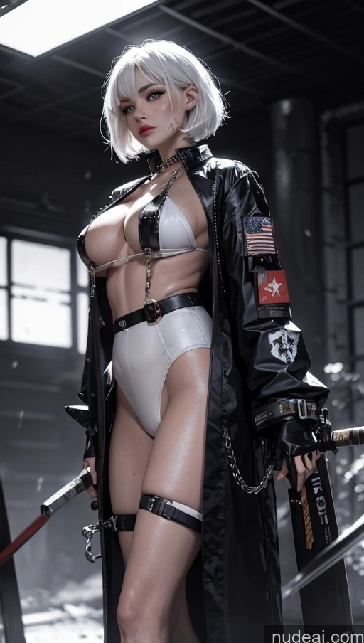 related ai porn images free for Beautiful Geisha Dark Lighting Alternative Dynamic View Cyborg Oiled Body Perfect Body Cyberpunk Battlefield Chain Shackles Urban Samurai V1 Fairer Skin Bobcut White Hair