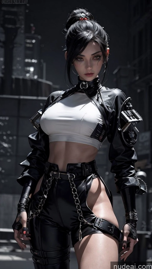 related ai porn images free for Geisha Dark Lighting Alternative Dynamic View Cyberpunk Battlefield Chain Shackles Urban Samurai V1 Sci-fi Armor Muscular Cyborg Crop Top Fairer Skin Black Hair Pixie Detailed Abs