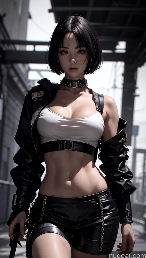 related ai porn images free for Geisha Dark Lighting Alternative Dynamic View Battlefield Chain Shackles Urban Samurai V1 Sci-fi Armor Muscular Cyborg Crop Top Fairer Skin Black Hair Detailed Abs Cyberpunk Graphics Lick Gun Short Hair