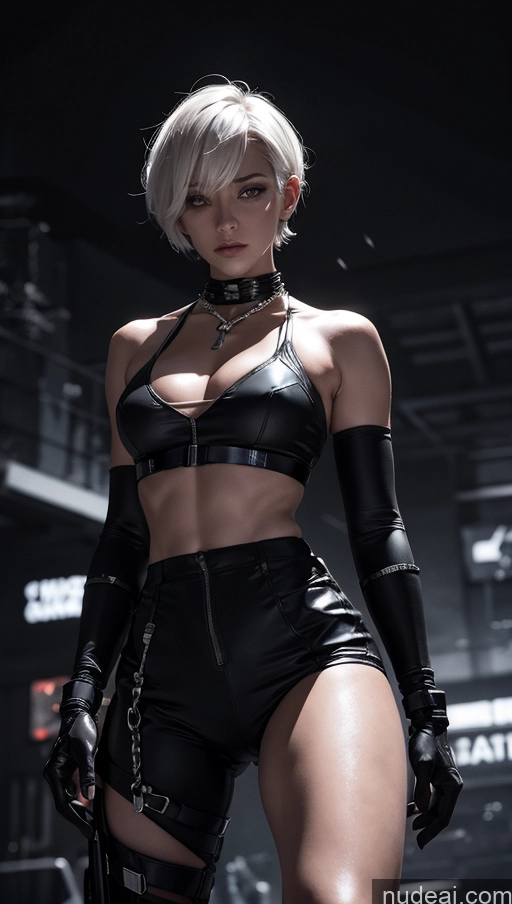 related ai porn images free for Dark Lighting Alternative Dynamic View Battlefield Chain Shackles Urban Samurai V1 Sci-fi Armor Muscular Cyborg Crop Top Abs Short Hair Cyberpunk Spider-Gwen Jumping