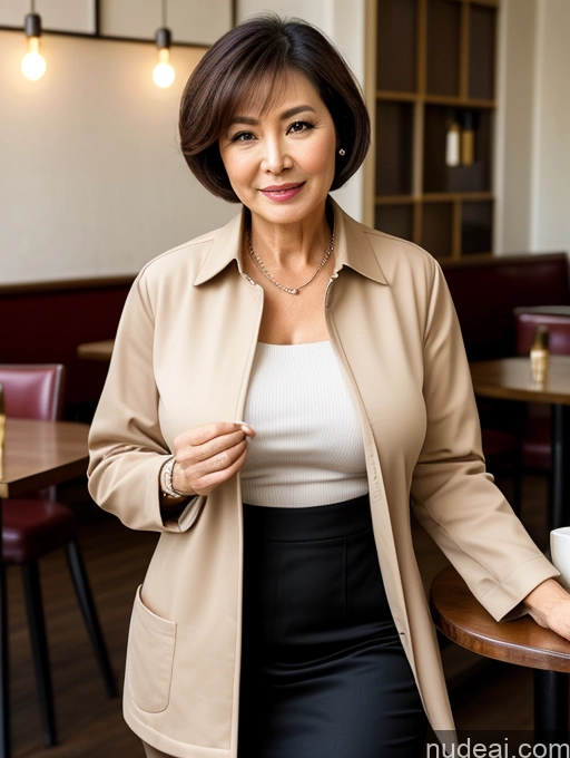 related ai porn images free for Milf Two Busty Perfect Boobs Beautiful Perfect Body 70s Sexy Face Short Hair Chinese Cafe Secretary Professor Casual Jacket Stylish Cleavage Detailed Shirt