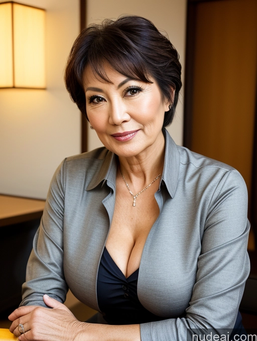related ai porn images free for Milf Two Busty Perfect Boobs Beautiful Perfect Body Sexy Face Secretary Professor Casual Jacket Cleavage Detailed Shirt Pixie Japanese 70s Restaurant