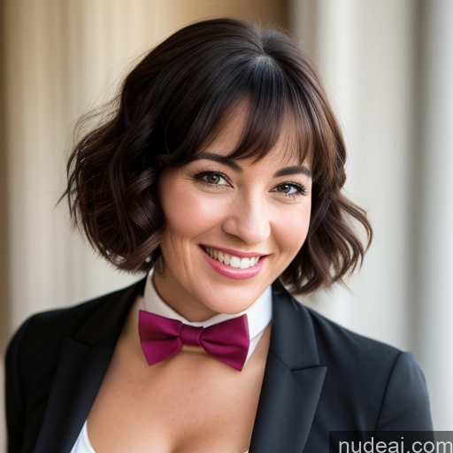 related ai porn images free for 40s Happy Front View Cleavage Detailed Bobcut Black Hair Bow Tie