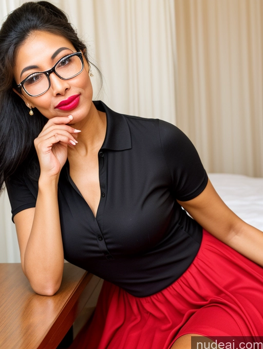 related ai porn images free for Tall Black Hair Dress Long Skirt Ponytail Happy Ahegao Polo Blouse Pouting Lips Ethiopian Two Glasses 70s Party