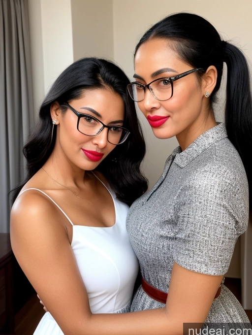 related ai porn images free for Tall Black Hair Dress Long Skirt Ponytail Happy Ahegao Polo Blouse Pouting Lips Ethiopian Two Glasses 70s