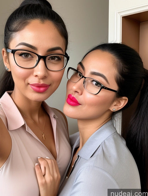 related ai porn images free for Tall Black Hair Dress Long Skirt Ponytail Happy Ahegao Polo Blouse Pouting Lips Ethiopian Two Glasses Office Chemise