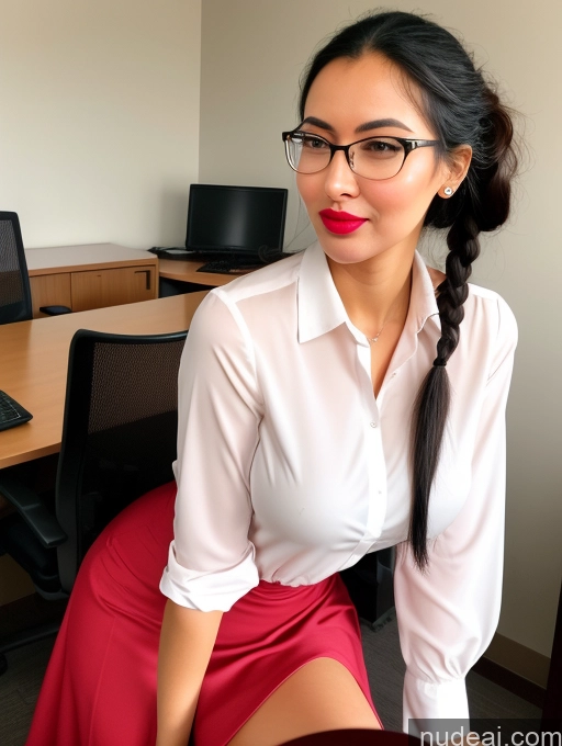 related ai porn images free for Tall Black Hair Dress Long Skirt Ponytail Happy Ahegao Polo Blouse Pouting Lips Ethiopian Two Glasses Office Chemise