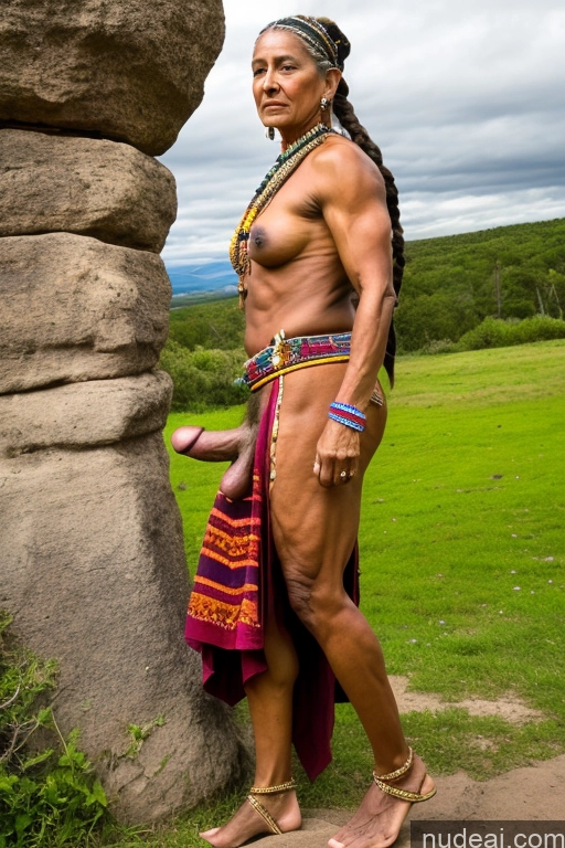 related ai porn images free for Abs Muscular Thick Milf Braided Dark Skin Pubic Hair Trans Girl With Erect Penis Traditional Tribal 80s Jewelry Native American