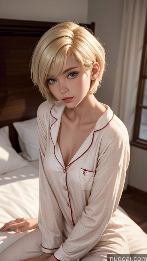 related ai porn images free for Close-up View 18 Blonde Pajamas Bedroom Short Hair