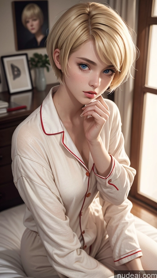related ai porn images free for Close-up View 18 Blonde Pajamas Bedroom Short Hair