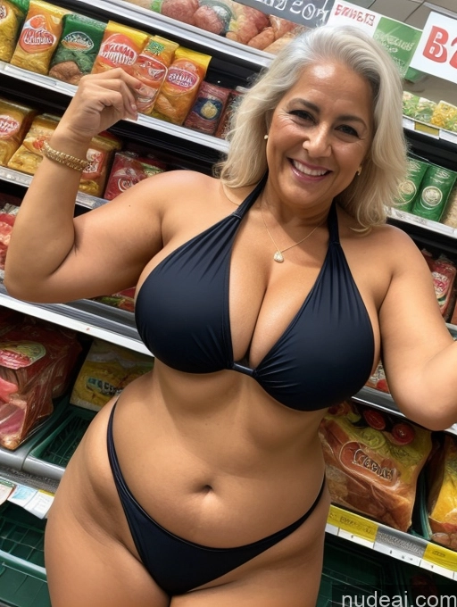 related ai porn images free for One Busty Huge Boobs Thick Tanned Skin Laughing Front View Microkini Thong Indian 80s Grocery White Hair