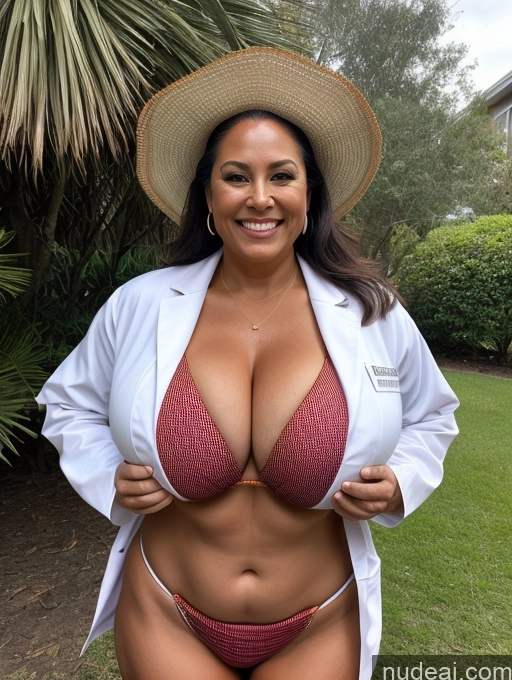 related ai porn images free for One Busty Huge Boobs Thick Tanned Skin Laughing Front View Microkini Thong 60s Lumberjack Lab Coat Halloween Polynesian