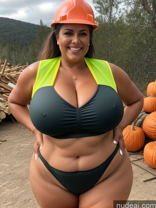 related ai porn images free for One Busty Huge Boobs Thick Tanned Skin 60s Laughing Front View Microkini Thong Lumberjack Construction Worker Halloween