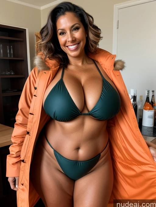related ai porn images free for One Busty Huge Boobs Thick Tanned Skin 60s Laughing Front View Microkini Thong Lumberjack Lab Coat Parka Halloween