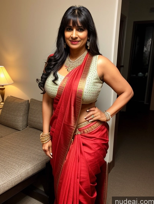 related ai porn images free for Milf Huge Boobs Big Ass Big Hips 30s Black Hair Bangs Indian Party Sari Jewelry Bright Lighting