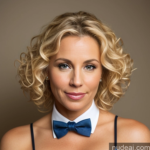related ai porn images free for Woman 40s Sexy Face Blonde Curly Hair Front View Bow Tie Cleavage
