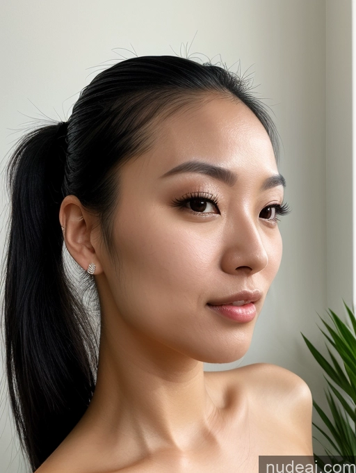 related ai porn images free for Beautiful Nude Woman Black Hair Asian 20s Close-up View Detailed Ponytail