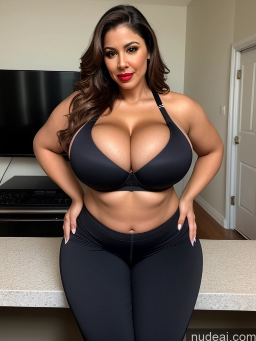 related ai porn images free for Woman Busty Huge Boobs Beautiful Lipstick Big Ass Thick 40s Seductive Latina Front View Sports Bra