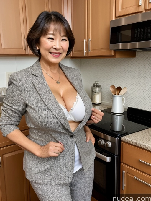 related ai porn images free for Milf Two Busty Perfect Boobs Beautiful Perfect Body 70s Bobcut Chinese Kitchen Bra Jacket Professor Stylish Suit Cleavage Detailed Sexy Face Happy