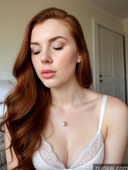 related ai porn images free for Woman 18 Two Fairer Skin Pouting Lips Long Hair Bedroom Dress Front View Sleeping Bathrobe Lingerie Pearl Jewelry Seductive Short Irish Ginger Fat