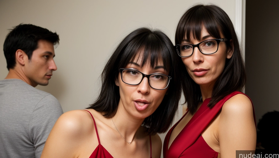 related ai porn images free for 40s Czech Bangs Black Hair Skinny Tall Party Dress Glasses Serious Ahegao Two