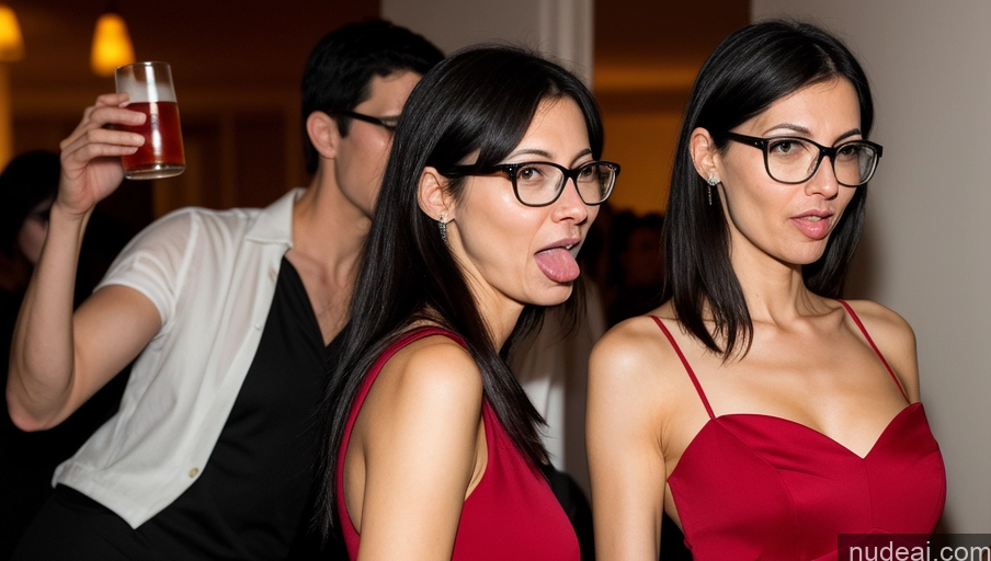 related ai porn images free for 40s Czech Black Hair Skinny Tall Party Dress Glasses Serious Ahegao Two