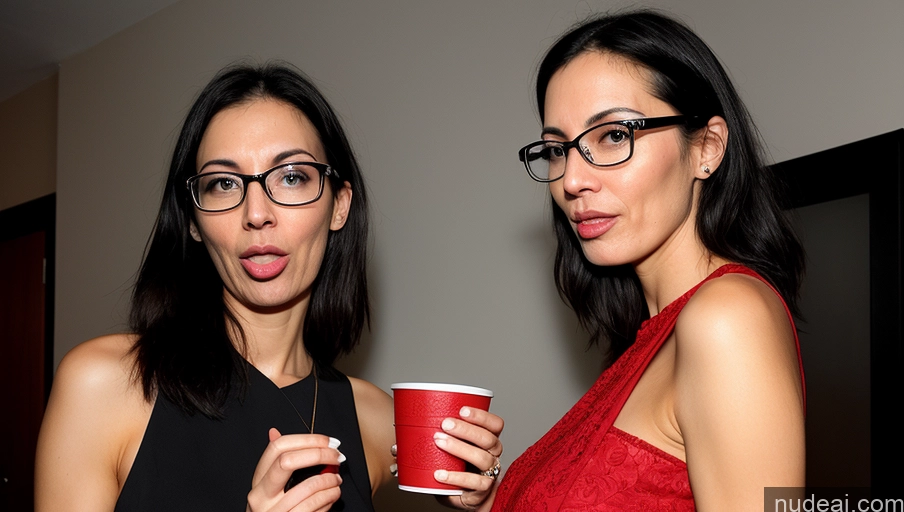 related ai porn images free for 40s Czech Black Hair Skinny Tall Party Dress Glasses Serious Ahegao Two