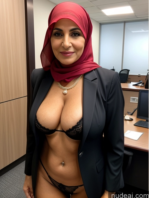 related ai porn images free for Milf Two Busty Perfect Boobs Perfect Body 70s Arabic Office Stylish Suit Secretary Professor Jacket Niqab Cleavage Partially Nude Detailed Bra
