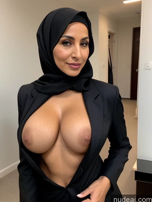 related ai porn images free for Milf Two Busty Perfect Boobs Perfect Body 70s Arabic Stylish Suit Secretary Professor Jacket Niqab Cleavage Partially Nude Detailed Bra Party