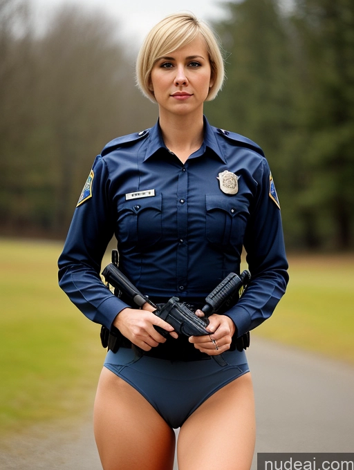 related ai porn images free for Woman Beautiful Serious Blonde Short Hair Soft + Warm Front View T-pose Police German 30s Detailed Perfect Boobs