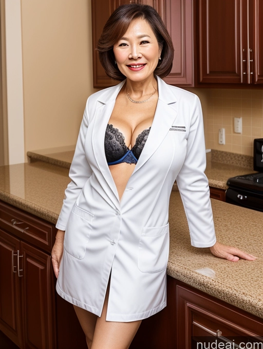 related ai porn images free for Milf Two Busty Perfect Boobs Beautiful Perfect Body 70s Bobcut Chinese Kitchen Bra Doctor Jacket Lab Coat Stylish Suit Cleavage Detailed Dark Lighting Happy