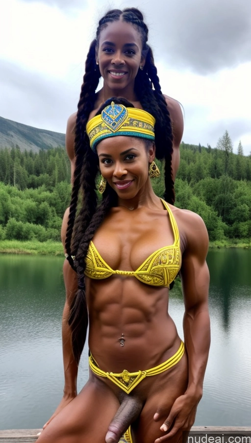 related ai porn images free for Ukraine Dark Skin Muscular Abs Thick Trans Girl With Erect Penis 60s Braided Ethiopian Milf Dark Lighting Lake Viking